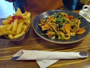 Vegan Pad Prik with chips at LANA in Killarney