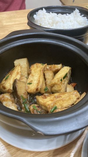 Braised tofu with mushroom (rice separate)  at Nhà Hàng Chay Hoa Lư - Loving Hut in Ninh Binh