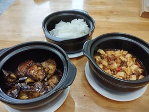 Eggplant and Szechuan toffu at Nhà Hàng Chay Hoa Lư - Loving Hut in Ninh Binh