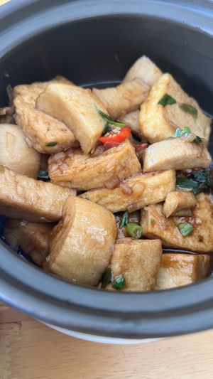 Braised mushroom + tofu  at Nhà Hàng Chay Hoa Lư - Loving Hut in Ninh Binh