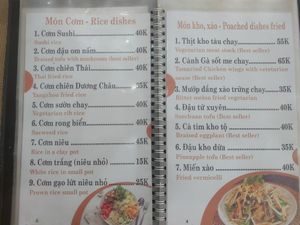 Menu at Nhà Hàng Chay Hoa Lư - Loving Hut in Ninh Binh