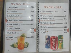Menu - drinks at Nhà Hàng Chay Hoa Lư - Loving Hut in Ninh Binh