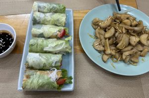 Fresh Spring Rolls and Mushrooms with Lemongrass   at Nhà Hàng Chay Hoa Lư - Loving Hut in Ninh Binh