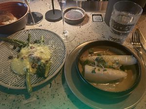 Asparges white and green  at Restaurant Nögen in Aarhus