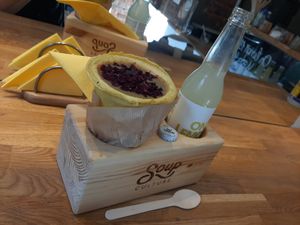 mushroom soup with beetroot topping at Soup Culture in Krakow