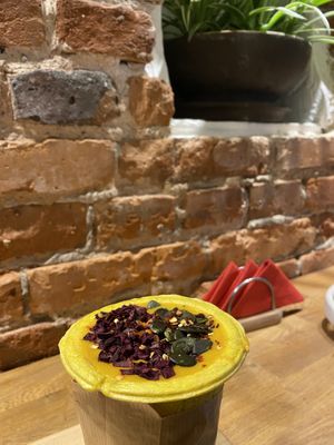 Masala soup with dried beets and pumpkin seeds  at Soup Culture in Krakow