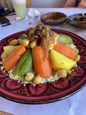 Vegan couscous   at  Bilmos in Chefchaouen