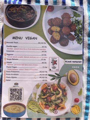 Menú   at  Bilmos in Chefchaouen