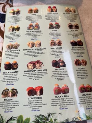 Menu  at Sushi Meshi in Carrara