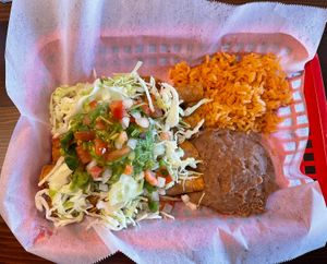 4 taquitos with rice and beans (no dairy)   at El Tianguis - Mission Valley in San Diego