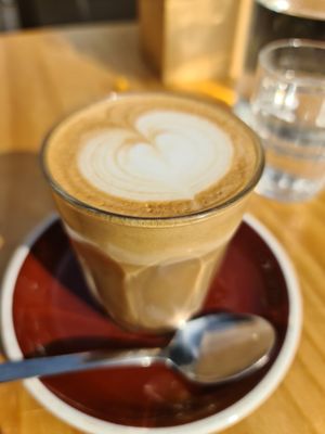 Almond latte at Migrant Coffee in West Footscray
