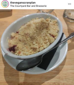 Blackberry and apple crumble   at The Courtyard Bar and Brasserie in Aberfeldy