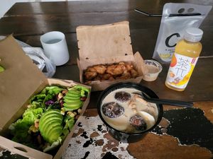 Ordered from Grab the other day. The delivery was quite fast and the food are yummy. I like the miso ramen and avocado salad. The fried mushroom was not bad too. at YC Vege Life Cafe  in Ipoh