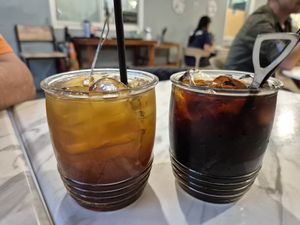Date and goji berry tea (left) and herbal tea (right) at YC Vege Life Cafe  in Ipoh