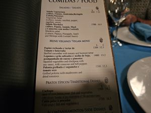 Vegan menu. at Farolim in Santa Maria
