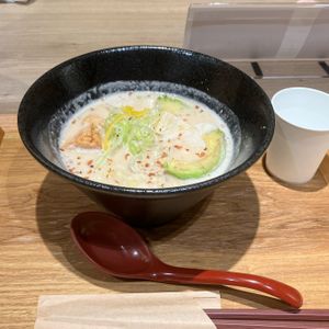 Soymilk vegan ramen. The location is convenient. They have got meat options.  at Hakkou Ramen izuru - 発酵ラーメン  in Yokohama