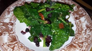  warm spinach with fried fruit and nuts at Terra Ristorante Vegetariano in Caserta