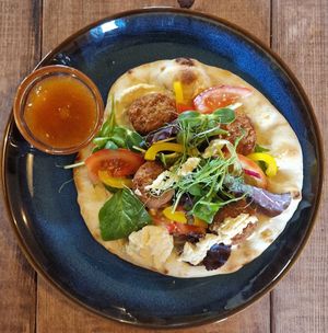 Falafel & Houmous Flatbread at Moon Coffee House in Scunthorpe