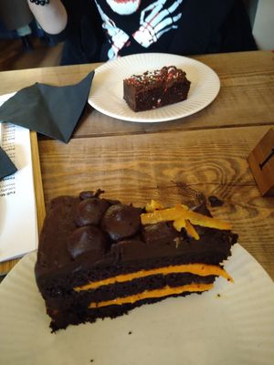 Chocolate Orange Cake and Raspberry & Coconut Brownie at Moon Coffee House in Scunthorpe