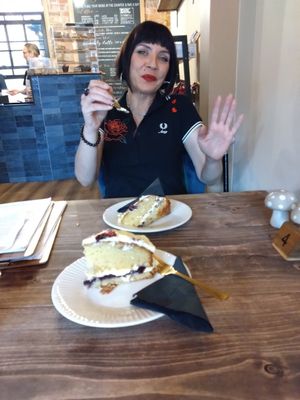 Divine Lemon & Blueberry Cake 💛💜 at Moon Coffee House in Scunthorpe