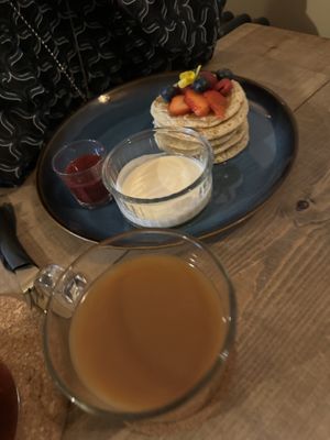 Fruit pancakes   at Moon Coffee House in Scunthorpe