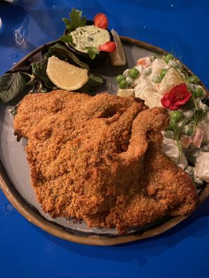 Milanesa de hongos con ensalada de papas  at Seibo in Buenos Aires
