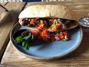 Choripan de tempeh de legumbres at Seibo in Buenos Aires