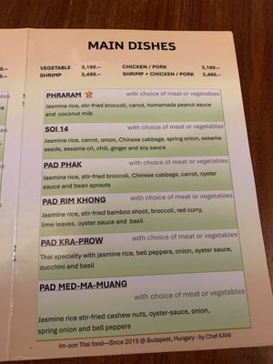 Main dishes  at Im-Oon in Budapest