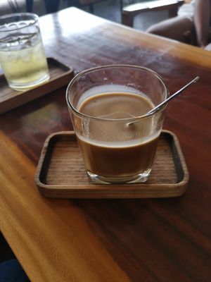 Vegan vietnamese coffee with coconut milk at Long Hung Coffee in Phu Quoc