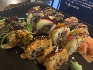 Incredible crunchy sushi platter   at Pure Vegan Corner  in Triolet