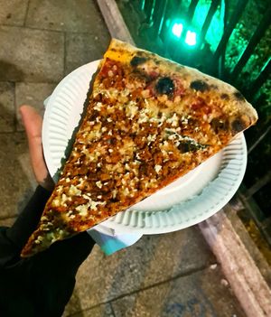 Vegan sausage pizza slice at Bambino in Dublin