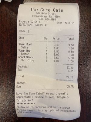   at The Cure Cafe in Stroudsburg