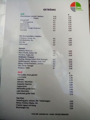 Karte 2/2 at Deli Potsdam in Potsdam