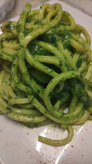 Pasta al Pesto alla Genovese artigianale at DALL'ITALIANO BEACH in Menorca
