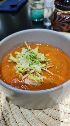 Super yummy tortilla soup at Agave Studio in Puerto Ayora