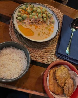 Vegan ceviche with rice and tostones   at Agave Studio in Puerto Ayora