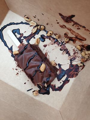 Snickers cake on a stick (a bit demolished because it was in the backpack) at Katzentempel - Augsburg in Augsburg