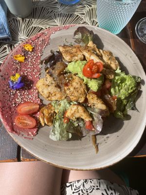 Absolutely delicious. Vegan toast with soy ‘chicken'  at Kalma Café in Lanzarote
