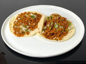 chorizo tacos *comes w/rice + beans (plated at home) at Mission Cantina in Seattle