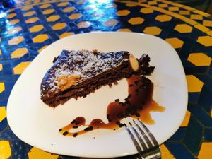 Brownie vegano at Baraka in Orgiva