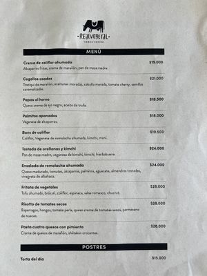 Menu  at Real Vegetal in Medellin