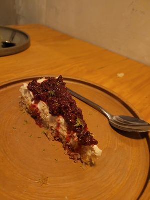 cheesecake at Real Vegetal in Medellin