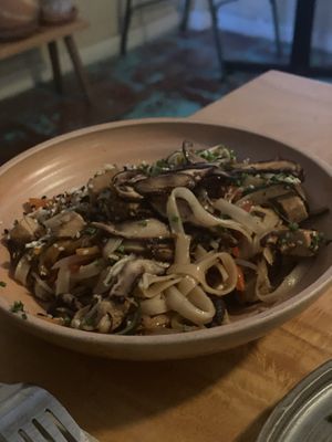 Yummy pad Thai stir fry with tofu   at Real Vegetal in Medellin