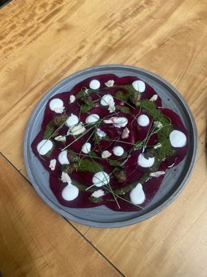 Beet carpaccio. Sublime    at Real Vegetal in Medellin