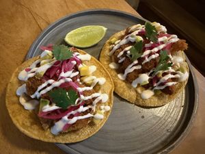 Mushroom tacos at Real Vegetal in Medellin