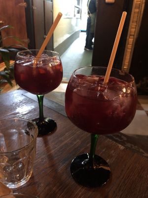 Sangria Tinto y fresas  at Lamucca de Prado in Madrid