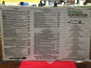 Menu -Side One at Greens and Proteins in Henderson