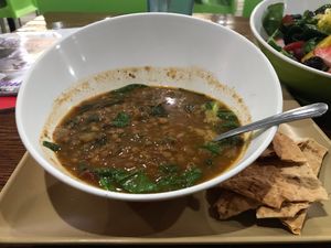 Lentil Soup - Vegan & Gluten Free. Tasted Excellent. Chips are not GF at Greens and Proteins in Henderson