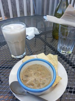 Soup and Chai at available outdoor seating. at Susty's Cafe in Northwood