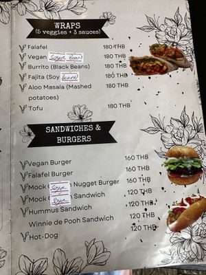 Menu  at Little Govinda's in Ao Nang